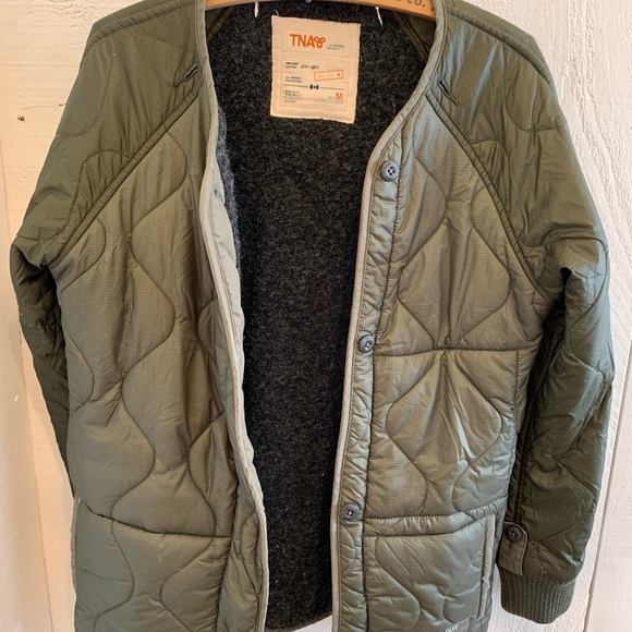 TNA quilted army green coat M - Picture 5 of 5